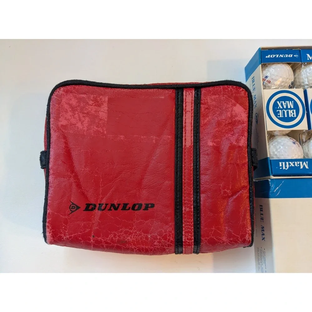 Vtg Dunlop Maxfli Blue Max Golf Balls 4 Boxes of 3 Each 12 total Red Bag NEW